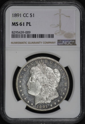 Obverse of this 1891-CC Morgan Dollar NGC MS-61 PL