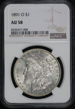 Obverse of this 1891-O Morgan Dollar NGC AU-58