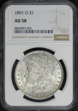 Obverse of this 1891-O Morgan Dollar NGC AU-58