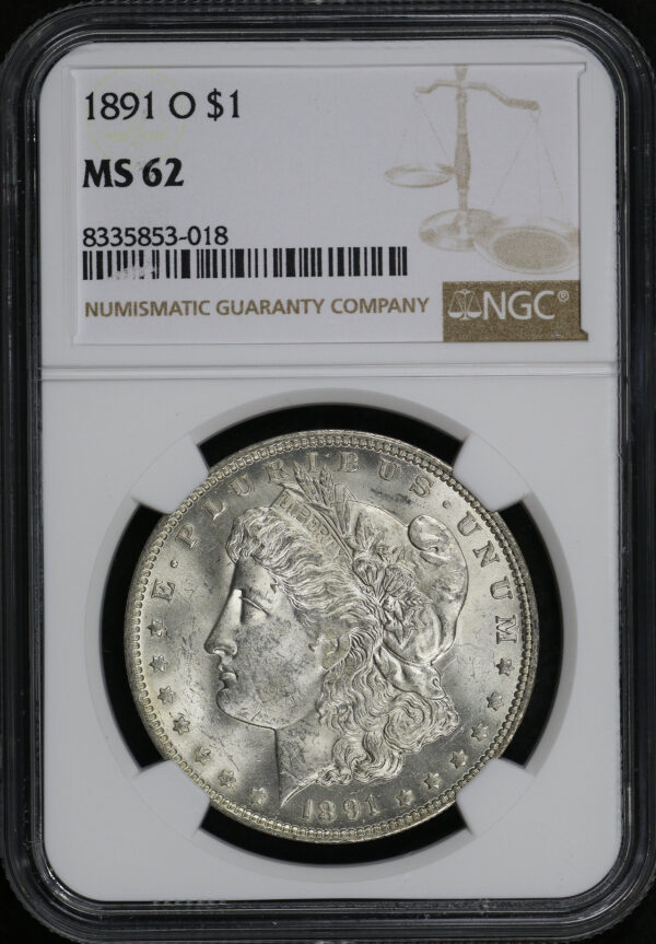 Obverse of this 1891-O Morgan Dollar NGC MS-62
