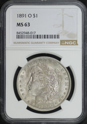 Obverse of this 1891-O Morgan Dollar NGC MS-63
