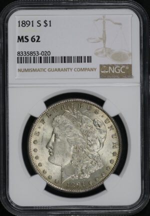 Obverse of this 1891-S Morgan Dollar NGC MS-62