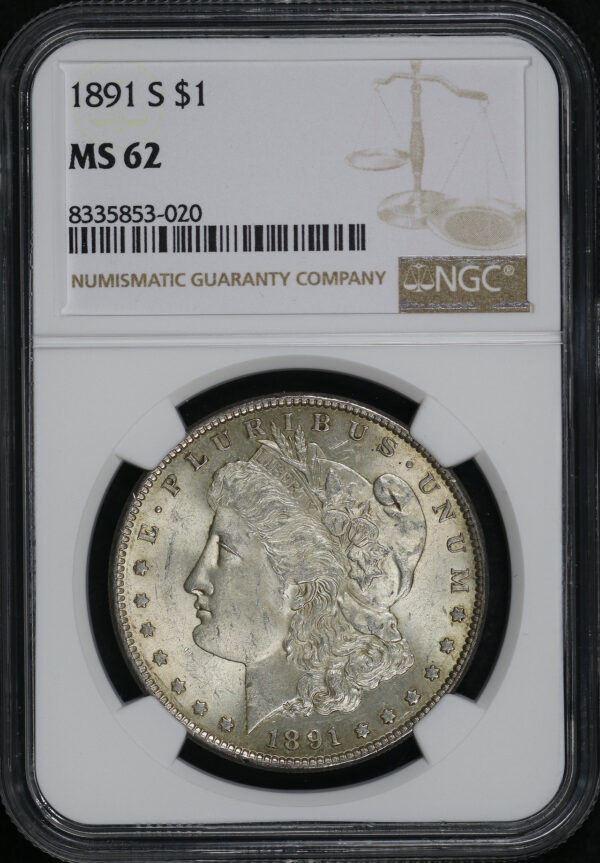 Obverse of this 1891-S Morgan Dollar NGC MS-62