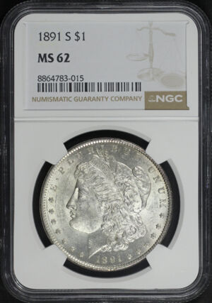 Obverse of this 1891-S Morgan Dollar NGC MS-62