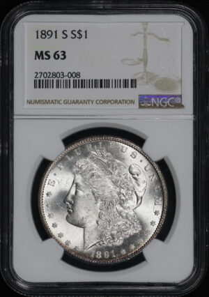 Obverse of this 1891-S Morgan Dollar NGC MS-63