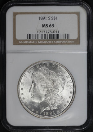 Obverse of this 1891-S Morgan Dollar NGC MS-63