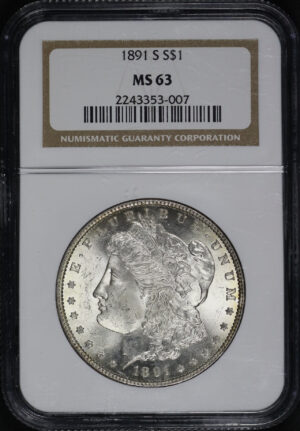Obverse of this 1891-S Morgan Dollar NGC MS-63