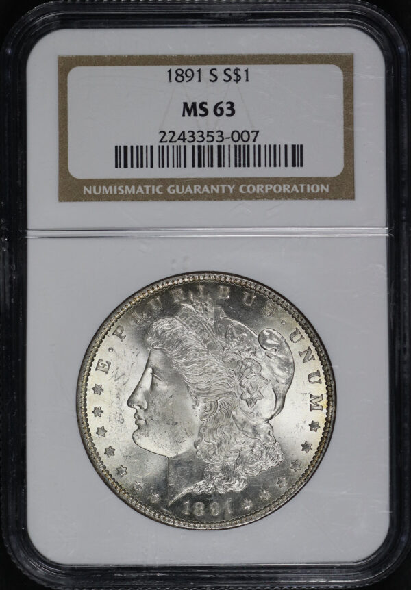 Obverse of this 1891-S Morgan Dollar NGC MS-63
