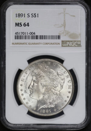 Obverse of this 1891-S Morgan Dollar NGC MS-64