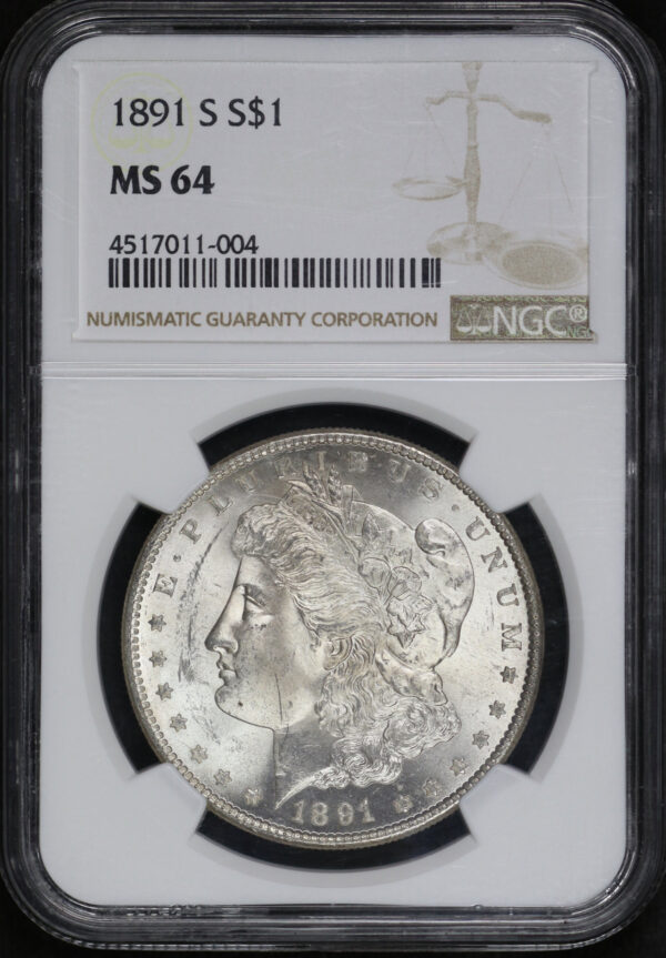 Obverse of this 1891-S Morgan Dollar NGC MS-64
