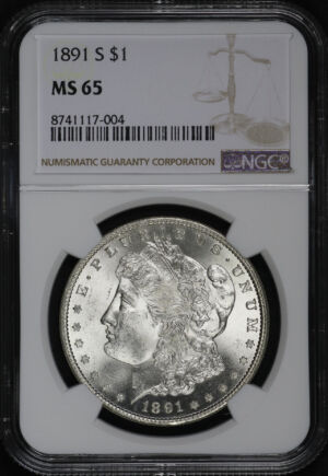 Obverse of this 1891-S Morgan Dollar NGC MS-65