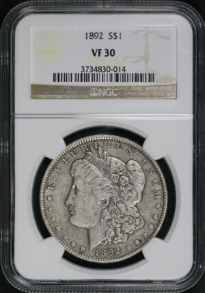 Obverse of this 1892 Morgan Dollar NGC VF-30