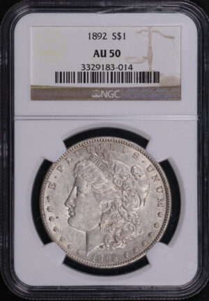 Obverse of this 1892 Morgan Dollar NGC AU-50