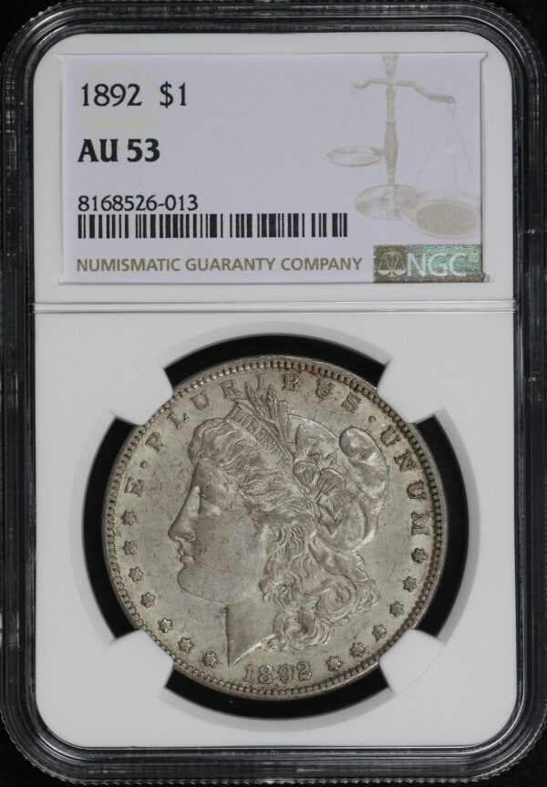 Obverse of this 1892 Morgan Dollar NGC AU-53
