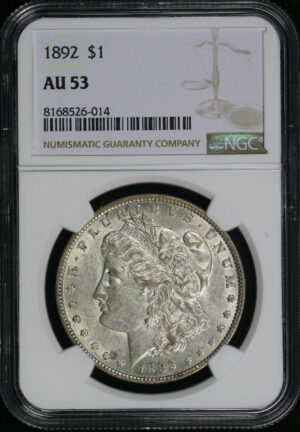 Obverse of this 1892 Morgan Dollar NGC AU-53
