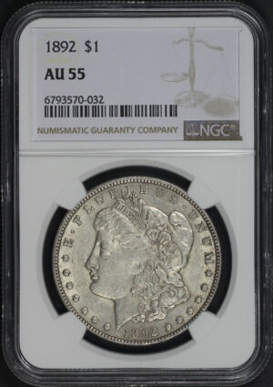 Obverse of this 1892 Morgan Dollar NGC AU-55