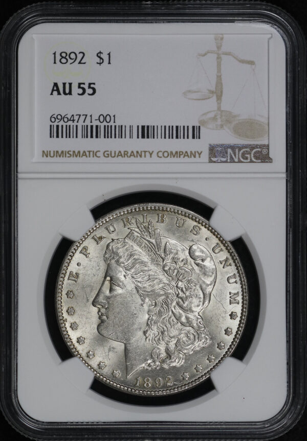 Obverse of this 1892 Morgan Dollar NGC AU-55