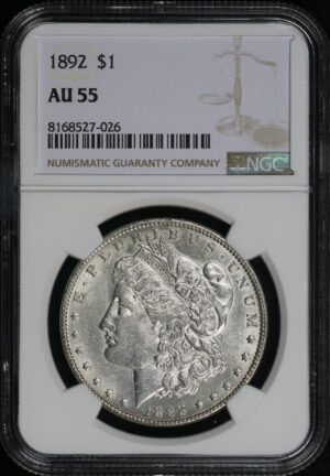 Obverse of this 1892 Morgan Dollar NGC AU-55