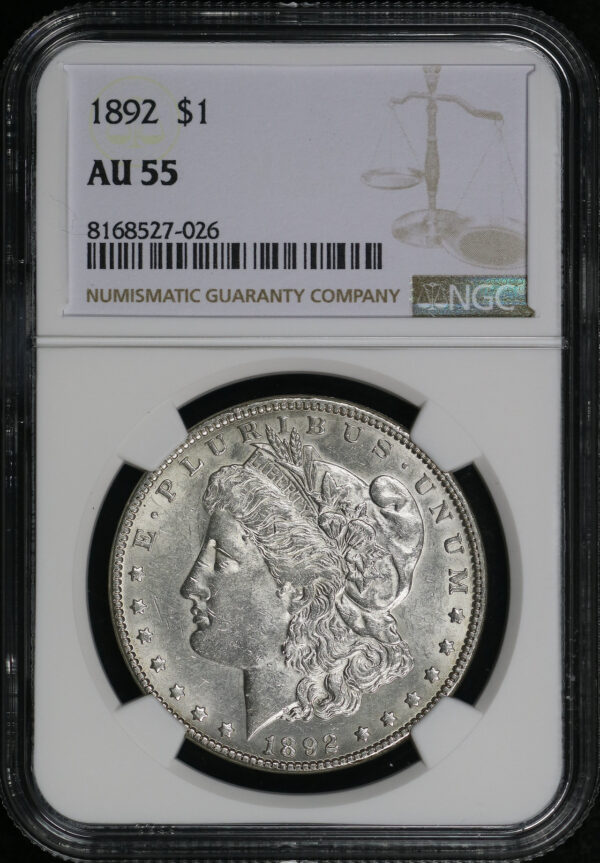 Obverse of this 1892 Morgan Dollar NGC AU-55