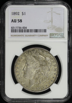 Obverse of this 1892 Morgan Dollar NGC AU-58