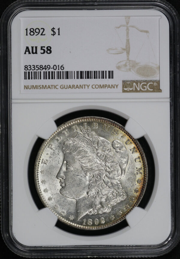 Obverse of this 1892 Morgan Dollar NGC AU-58