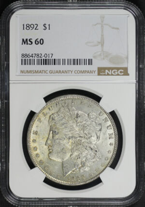 Obverse of this 1892 Morgan Dollar NGC MS-60