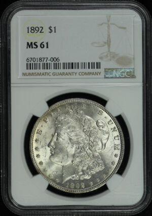 Obverse of this 1892 Morgan Dollar NGC MS-61