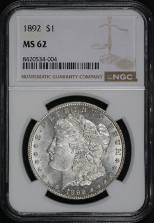 Obverse of this 1892 Morgan Dollar NGC MS-62
