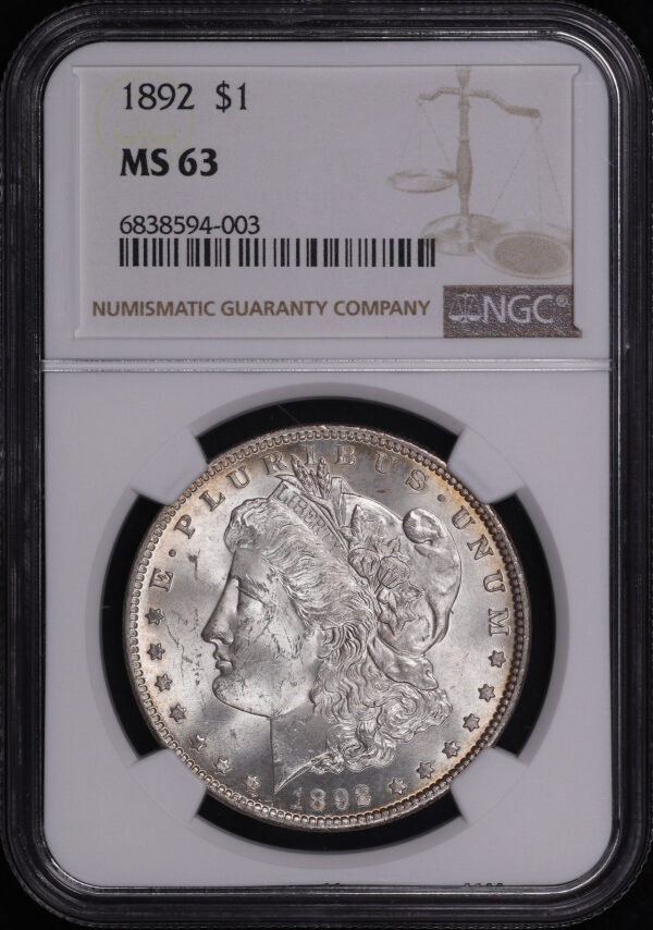 Obverse of this 1892 Morgan Dollar NGC MS-63