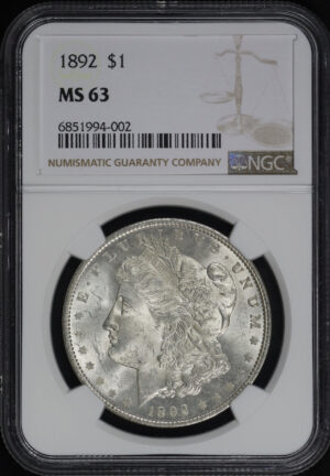 Obverse of this 1892 Morgan Dollar NGC MS-63