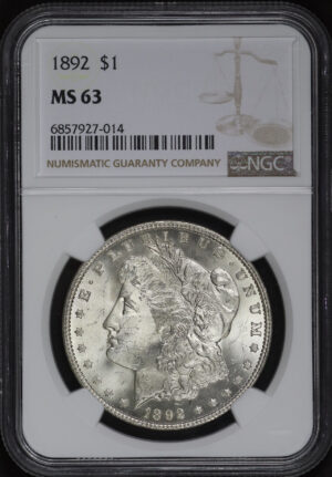 Obverse of this 1892 Morgan Dollar NGC MS-63