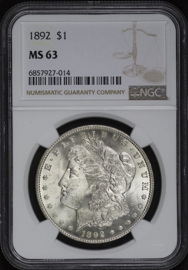Obverse of this 1892 Morgan Dollar NGC MS-63