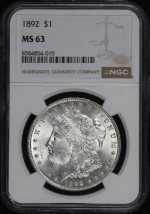Obverse of this 1892 Morgan Dollar NGC MS-63