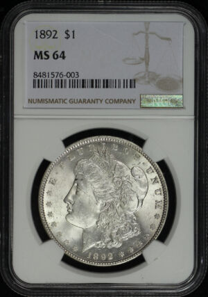 Obverse of this 1892 Morgan Dollar NGC MS-64