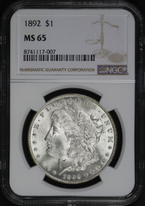 Obverse of this 1892 Morgan Dollar NGC MS-65