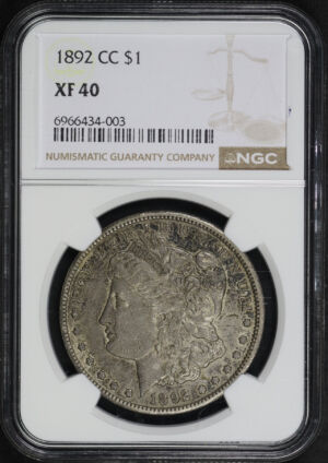 Obverse of this 1892-CC Morgan Dollar NGC XF-40