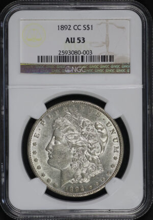Obverse of this 1892-CC Morgan Dollar NGC AU-53