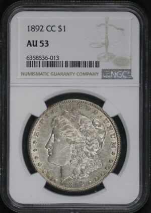 Obverse of this 1892-CC Morgan Dollar NGC AU-53