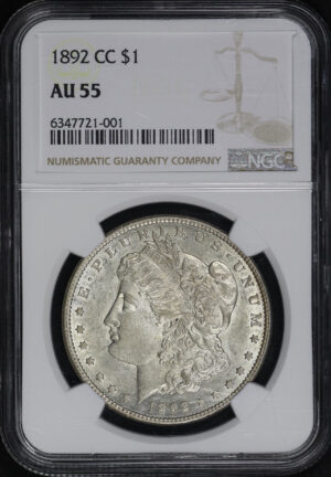 Obverse of this 1892-CC Morgan Dollar NGC AU-55