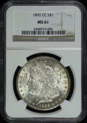 Obverse of this 1892-CC Morgan Dollar NGC MS-61