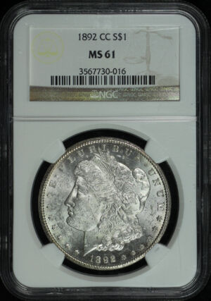 Obverse of this 1892-CC Morgan Dollar NGC MS-61