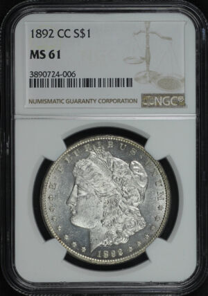 Obverse of this 1892-CC Morgan Dollar NGC MS-61