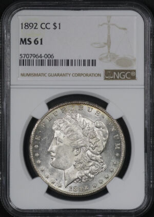 Obverse of this 1892-CC Morgan Dollar NGC MS-61