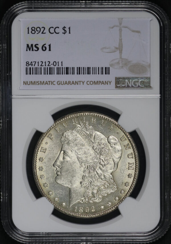 Obverse of this 1892-CC Morgan Dollar NGC MS-61