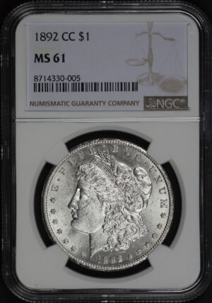 Obverse of this 1892-CC Morgan Dollar NGC MS-61