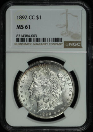 Obverse of this 1892-CC Morgan Dollar NGC MS-61
