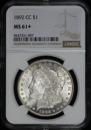Obverse of this 1892-CC Morgan Dollar NGC MS-61+