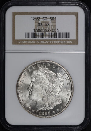 Obverse of this 1892-CC Morgan Dollar NGC MS-62
