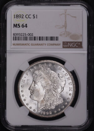 Obverse of this 1892-CC Morgan Dollar NGC MS-64