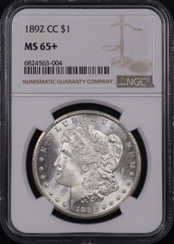 Obverse of this 1892-CC Morgan Dollar NGC MS-65+
